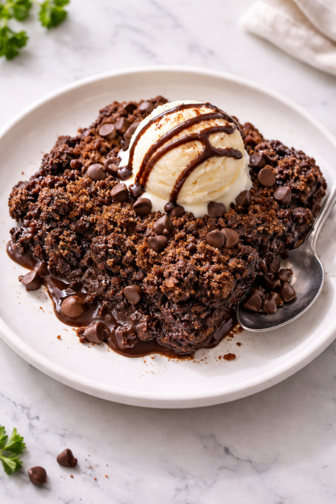 Chocolate Dump Cake With Ice Cream 683x1024
